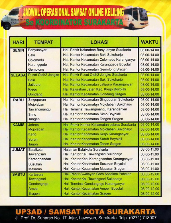 jadwal samsat keliling surakarta